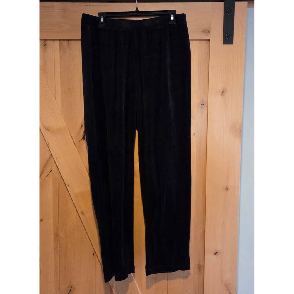 New! CATHERINES Womens SIZE 0X 14/16W Black Velour Velvet Pull-On PANTS 32x29.5"